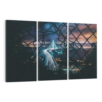 Obraz na płótnie 120x80 - Most nocą - Światła i refleksy - most, światła