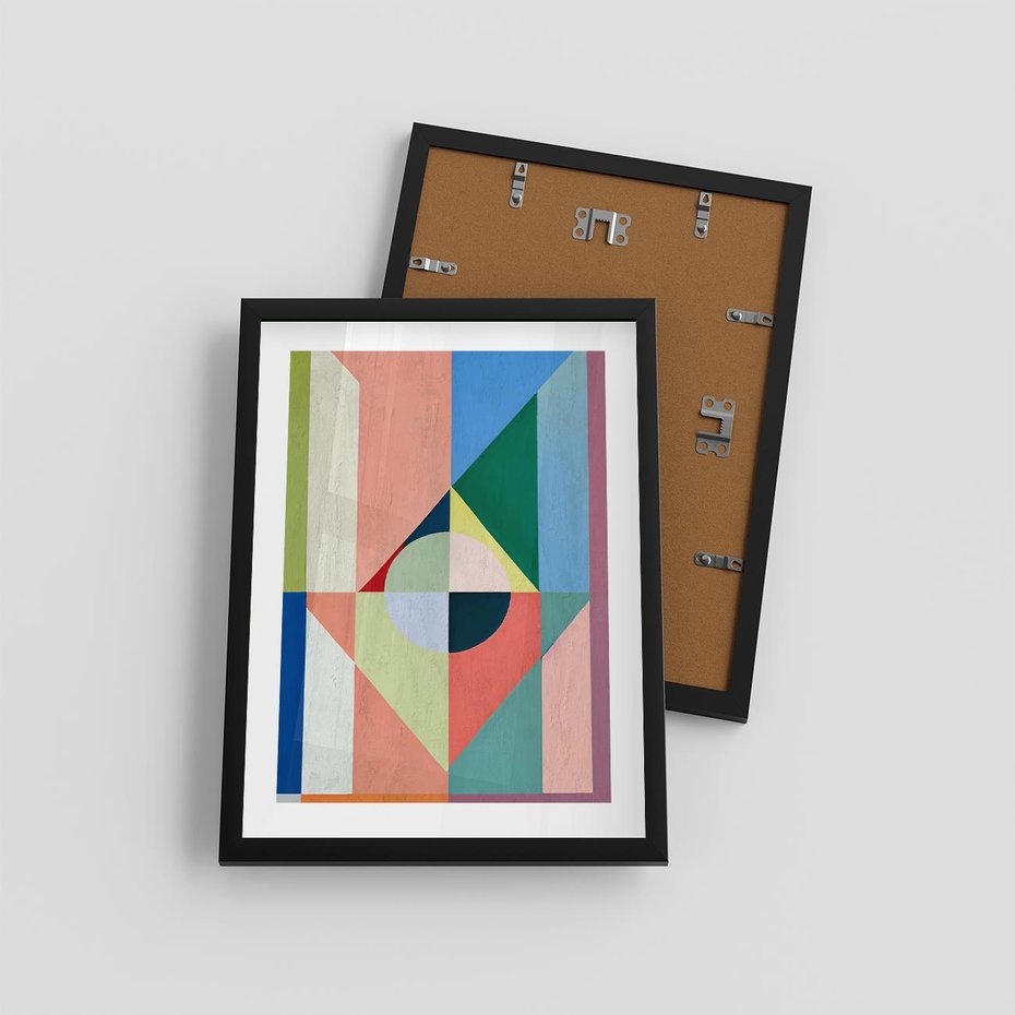 Plakat w ramie 30x40 - Księga Kolorowych Wizji - różne geometryczne formy, koła - rama czarna