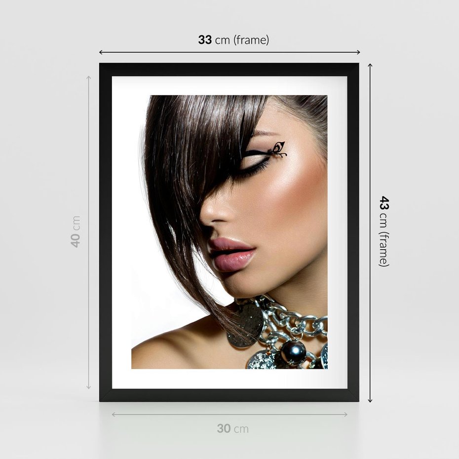 Plakat w ramie 30x40 - Kobieca Fryzura w Ruchu - fryzura, kobieta - rama czarna