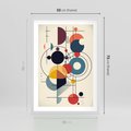 Plakat w ramie 50x70 - Rozbijające Barwne Granice - abstrakcyjna geometryczna kompozycja, koła linie - rama biała