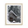 Plakat w ramie 40x50 - Zaklęta Zima - domek w lesie, śnieg - rama drewno