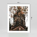 Plakat bez ramy 40x50 - Jesienna Wieża w Liściach - architektura, wieża