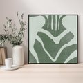 Obraz w ramie 50x50 - Zieleń Odpoczynku - zielony plakat, nieregularne splątane linie - rama czarna