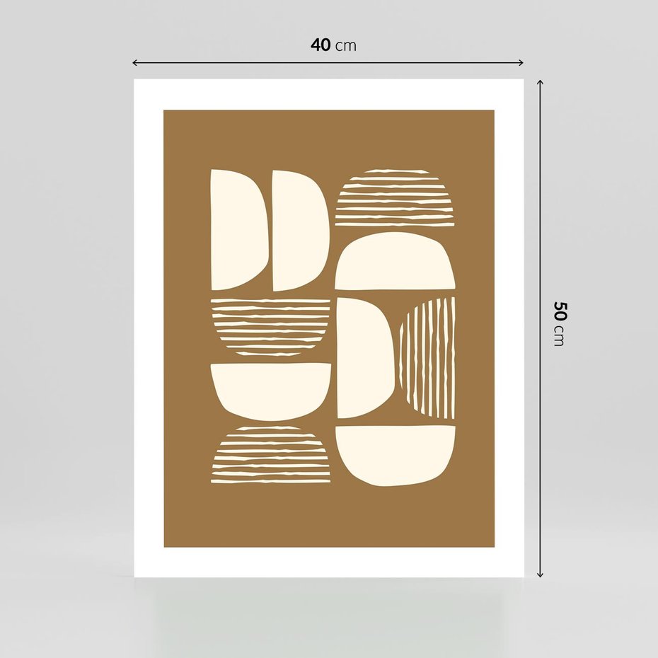 Plakat bez ramy 40x50 - Wewnętrzne Spektrum - geometryczne boho kształty na brązowym, karmelowym tle