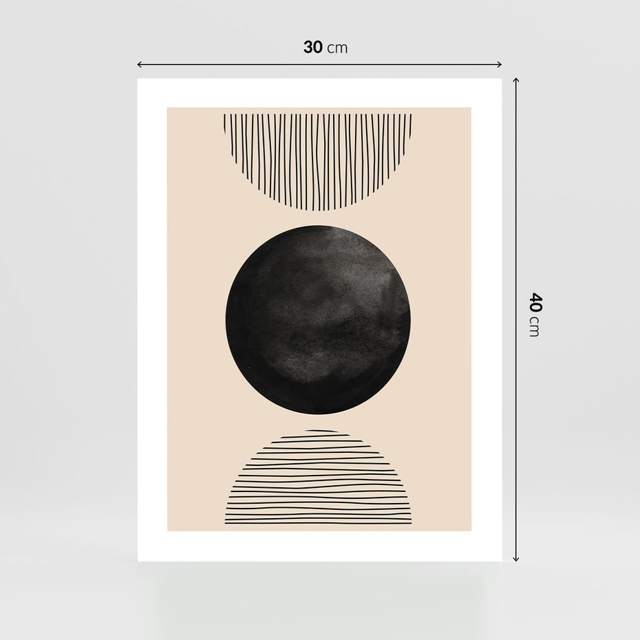 Plakat bez ramy 30x40 - Minimalizm w Kształtach - geometryczny graficzny obraz, czarne koło