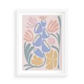 Plakat w ramie 50x70 - Minimalistycznie i Pastelowo - pastelowe kwiaty, na beżowym tle - rama biała
