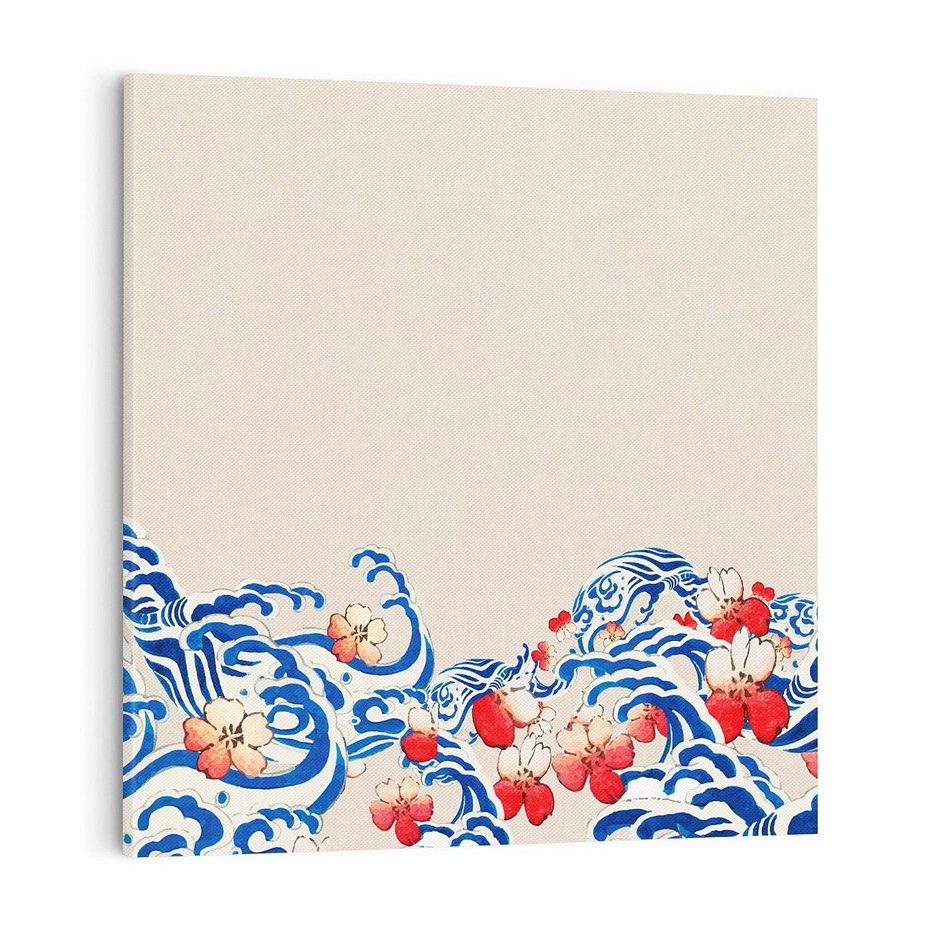 Obraz na płótnie 80x80 - Japońska Harmonia: Falujące Kwiaty - japonia, orientalne kwiaty wiśni