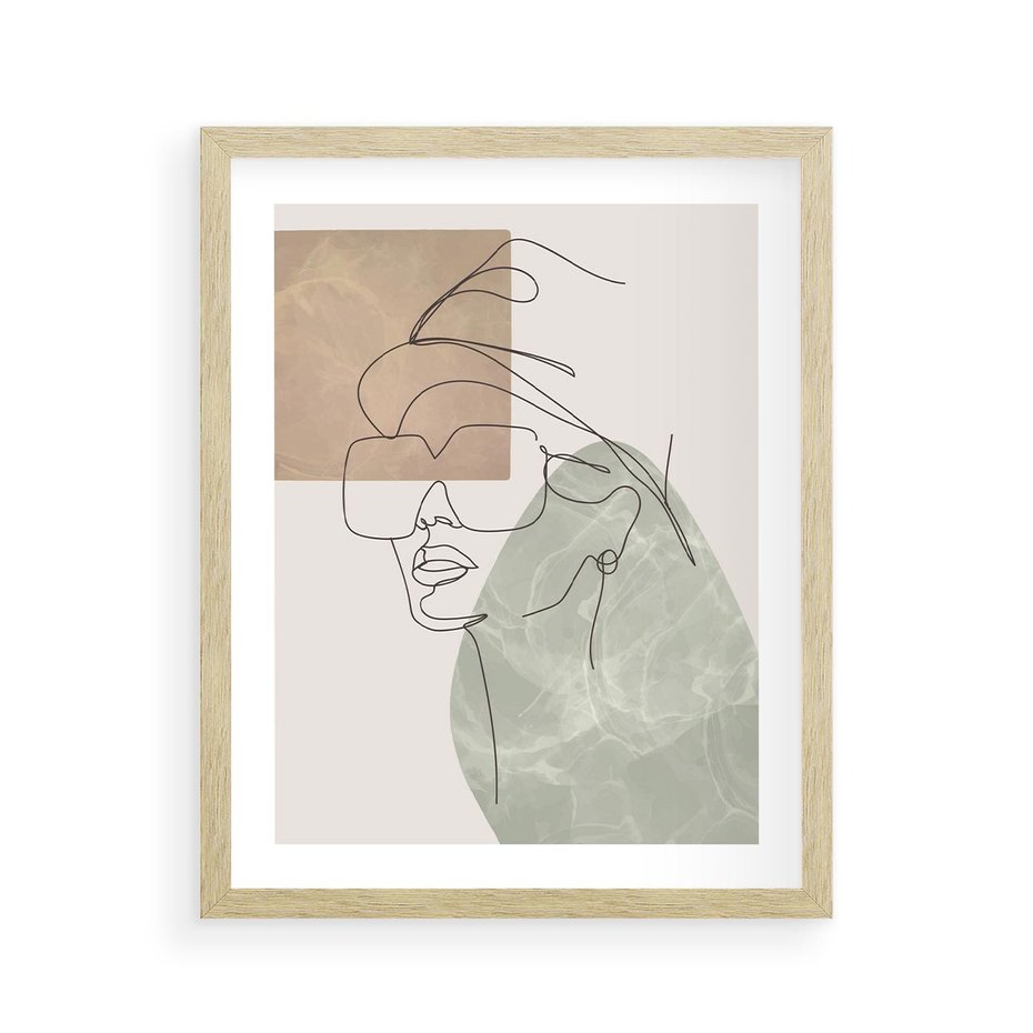 Plakat w ramie 40x50 - Geometria i Szkic - nowoczesny obraz, grafika - rama drewno