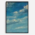 Obraz w ramie 70x100 - Oddechy niebiańskiej materii - olejny obraz, smugi farby przypominają obłoki na błękitnym niebie - rama czarna
