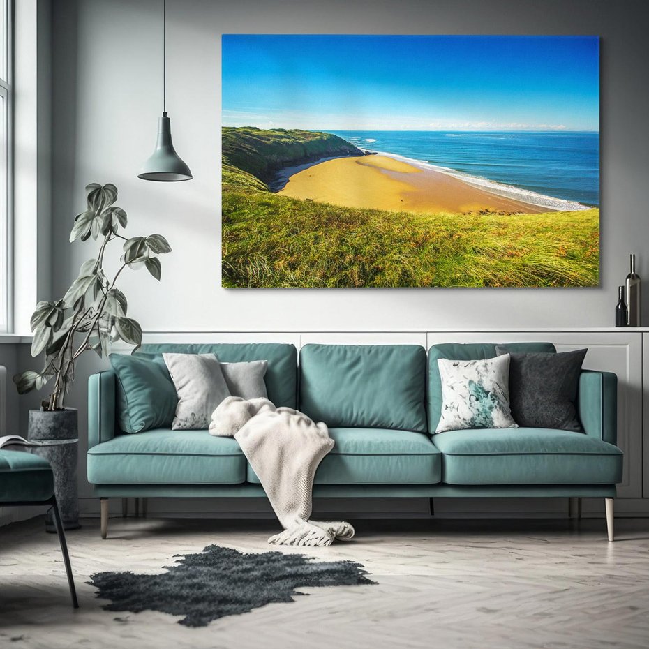 Obraz na płótnie 70x50 - Morze na Plaży - Błękitne Rajskie Zakątki - morze, plaża