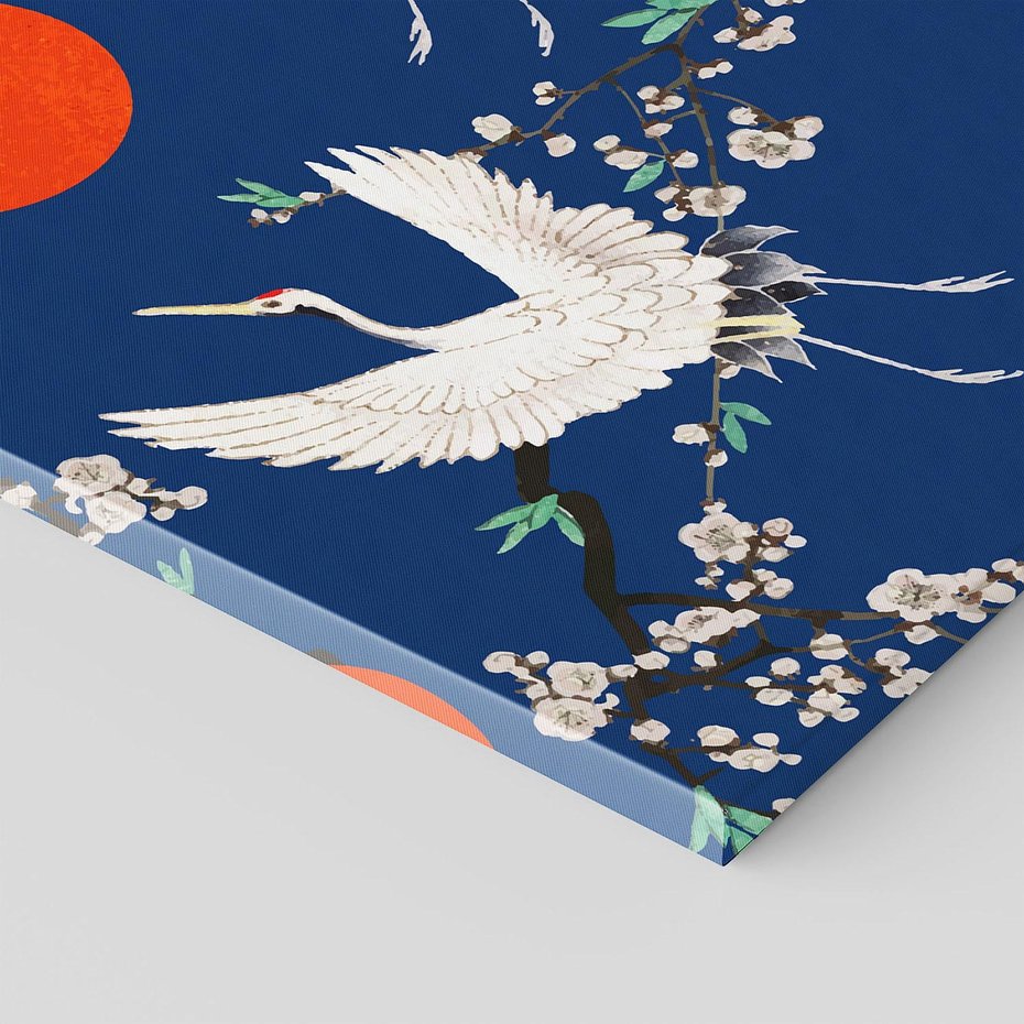 Obraz na płótnie 120x80 - Japońskie Żurawie Indygo - sztuka japońska, japonia