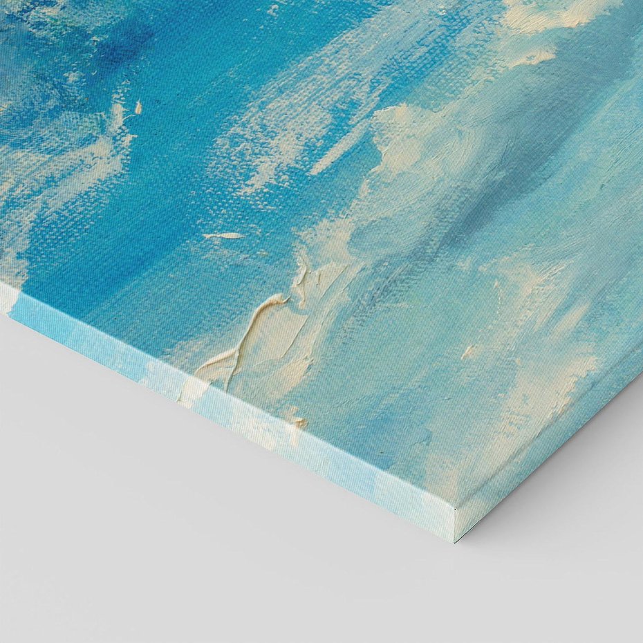 Obraz na płótnie 120x80 - Oddechy niebiańskiej materii - olejny obraz, smugi farby przypominają obłoki na błękitnym niebie