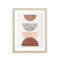 Plakat w ramie 30x40 - Geometryczna Harmonia w Brązach i Beżach - geometryczne kształty, brązy i beże - rama drewno