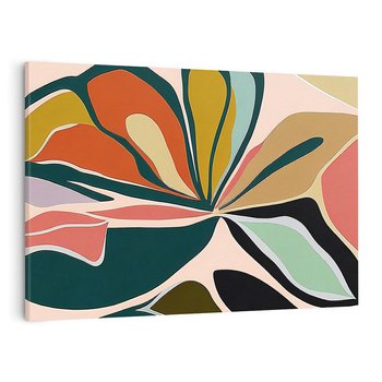 Obraz na płótnie 100x70 - Kolory Ziemi - olejny obraz, abstrakcja w kształcie kwiatu