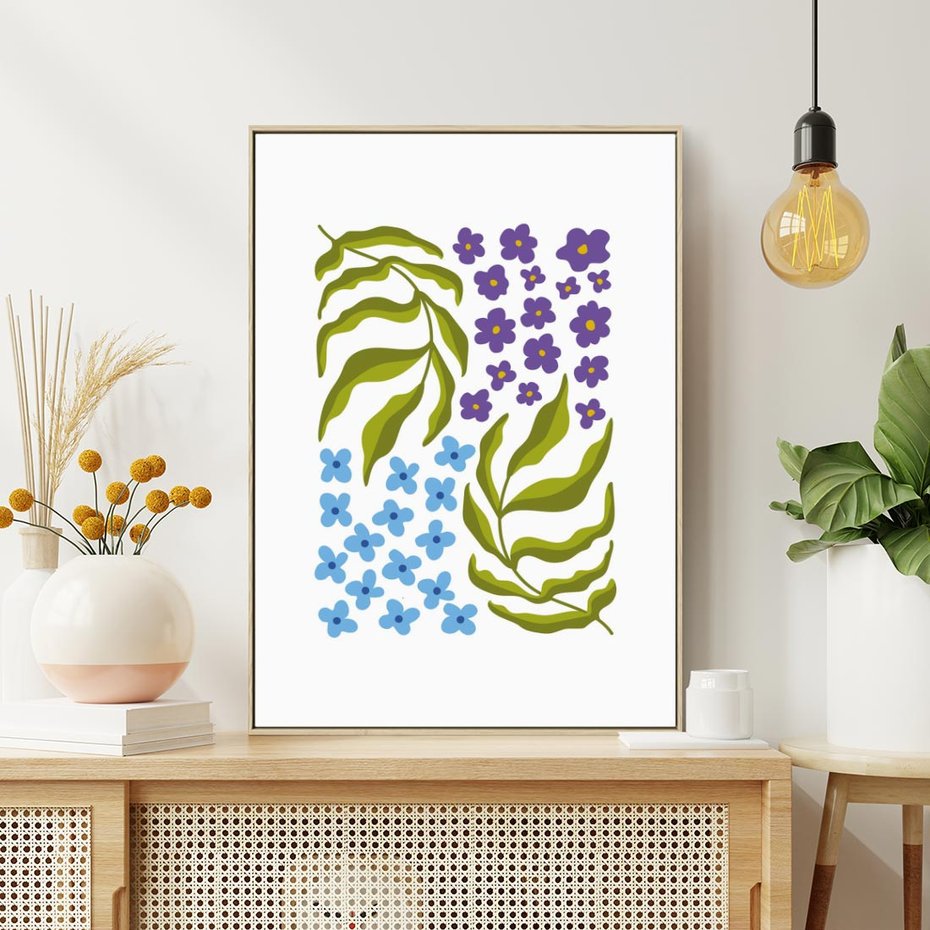 Obraz w ramie 70x100 - Księga Kształtów Bez Granic - kwiaty, sztuka nowoczesna - rama drewno