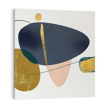Obraz na płótnie 40x40 - Złoto Granatu - abstrakcyjne plamy koloru, złoto