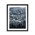 Plakat w ramie 40x50 - Domki w Chmurach - górski zimowy krajobraz, dommki na wzgórzach - rama czarna