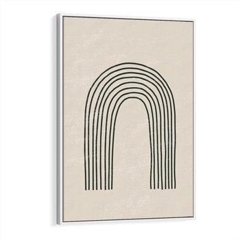 Obraz w ramie 50x70 - Intrygujące Zagięcia - boho plakat, czarna tęcza - rama biała