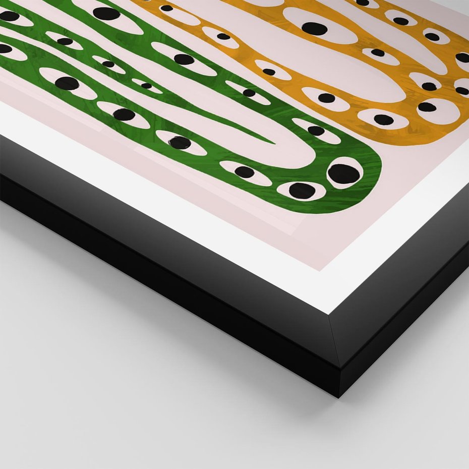 Plakat w ramie 40x50 - Migocące Zmaganie - abstrakcyjny obraz, dziwne kształty - rama czarna