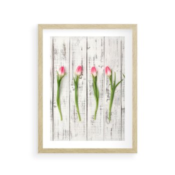 Plakat w ramie 40x50 - Kwintesencja Piękna - kwiaty, tulipany - rama drewno