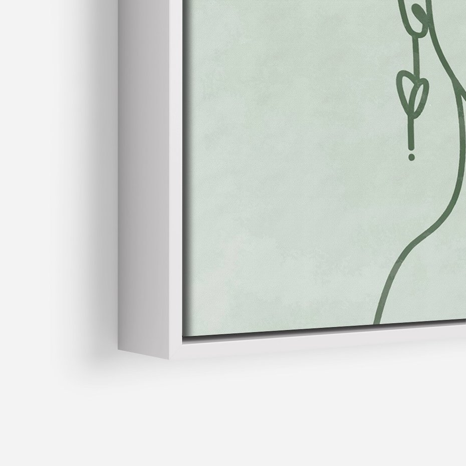 Obraz w ramie 80x120 - Spokojne Objęcia Natury - abstrakcja, zielony szkic - rama biała