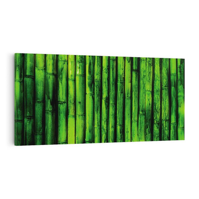 Obraz na płótnie 100x50 - Bambusowy urok zielonej harmonii - bambus, zieleń