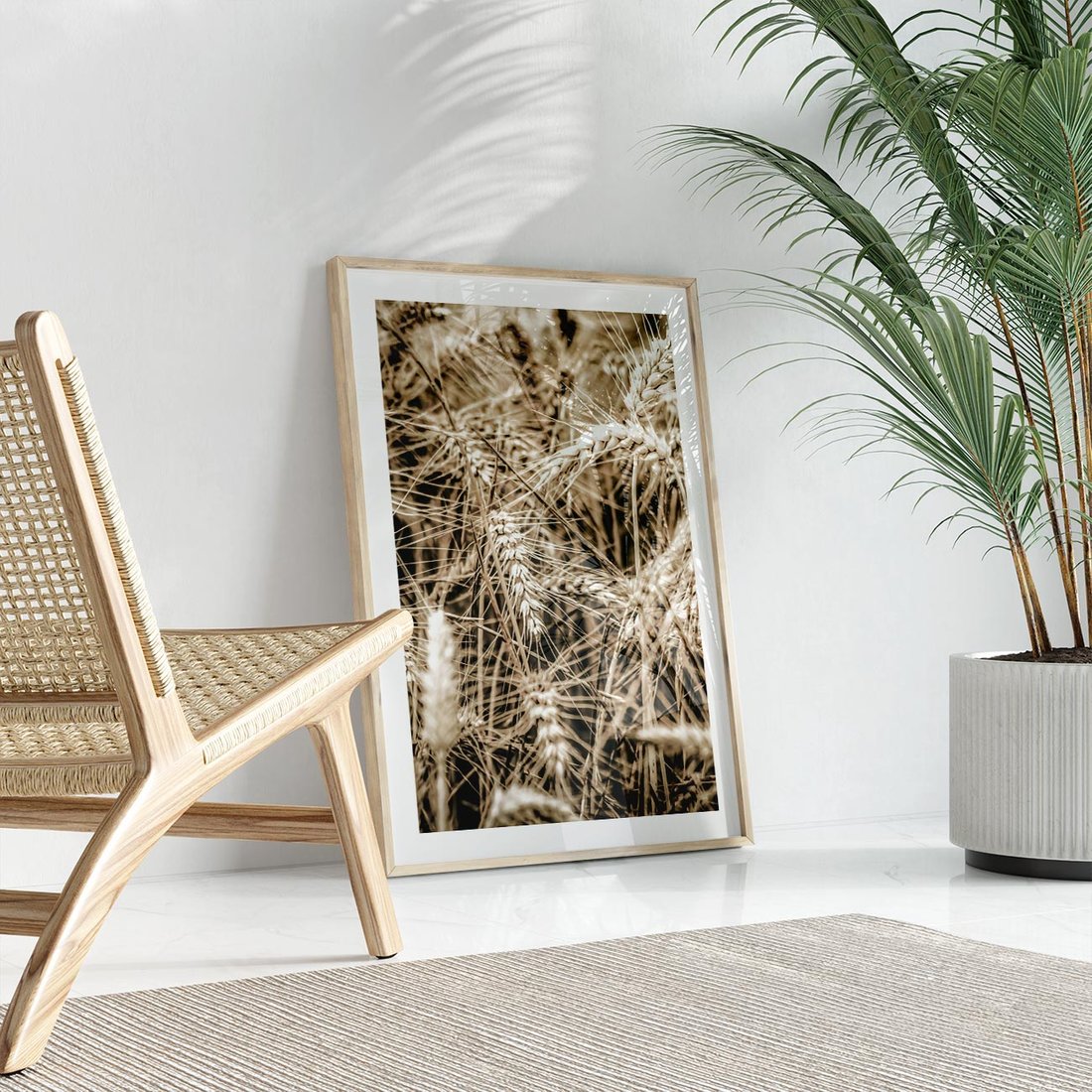 Plakat w ramie 50x70 - Zbliżenie na Kłosy Zboża - zboża, kłosy zboża - rama drewno