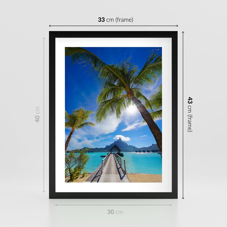 Plakat w ramie 30x40 - Tropikalne palmy nad oceanem - palmy, ocean - rama czarna