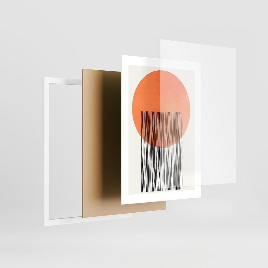 Plakat w ramie 30x40 - Echa Wyobraźni - koło, boho styl - rama biała