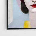 Obraz w ramie 50x50 - Kolorowe Granice Form - abstrakcyjny obraz olejny, portret twarzy kobiety - rama czarna