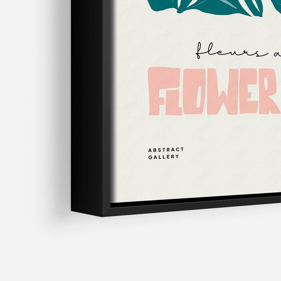Obraz w ramie 70x100 - Taniec Kształtów - kwiaty, abstrakcyjna kompozycja - rama czarna