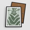 Plakat w ramie 50x70 - Zieleń Odpoczynku - zielony plakat, nieregularne splątane linie - rama czarna