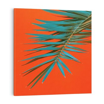 Obraz na płótnie 40x40 - Egzotyczny Urok - liście, palma