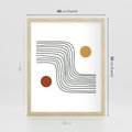 Plakat w ramie 40x50 - Kontury Harmonii - nieregularne linie, koła - rama drewno