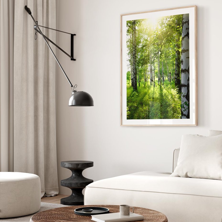 Plakat w ramie 50x70 - Lasowa Księżycowa Noc - las, drzewa - rama drewno