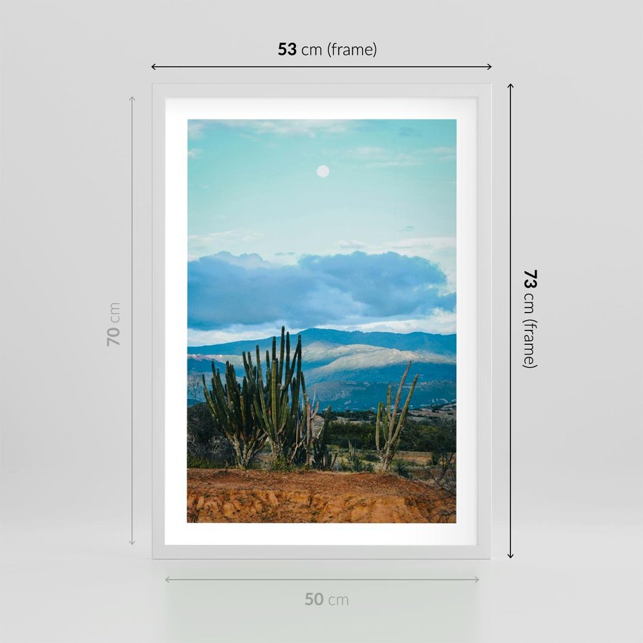Plakat w ramie 50x70 - Malowniczy Pejzaż - pustynia, pejzaż - rama biała