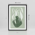 Plakat w ramie 50x70 - Zieleń Pulsującego Spokoju - zielona abstrakcja, zgaszona zieleń - rama czarna