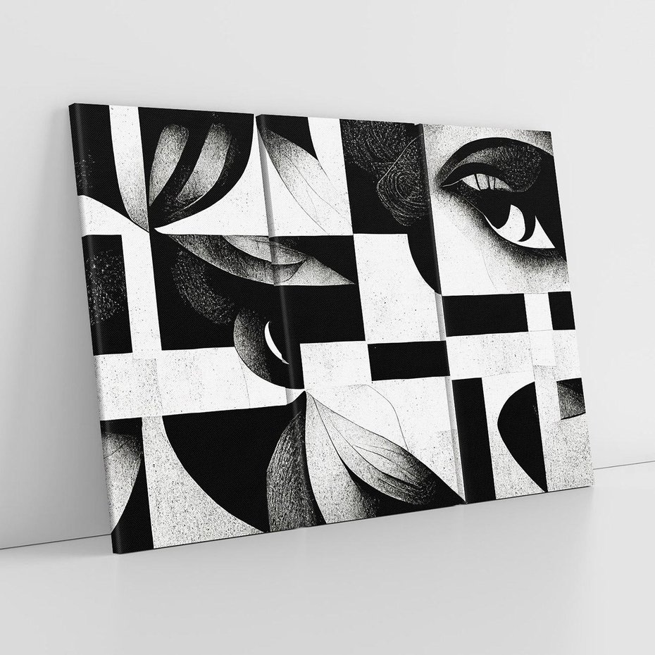 Obraz na płótnie 120x80 - Harmonia świateł i cieni - abstrakcja czarno biała, geometria