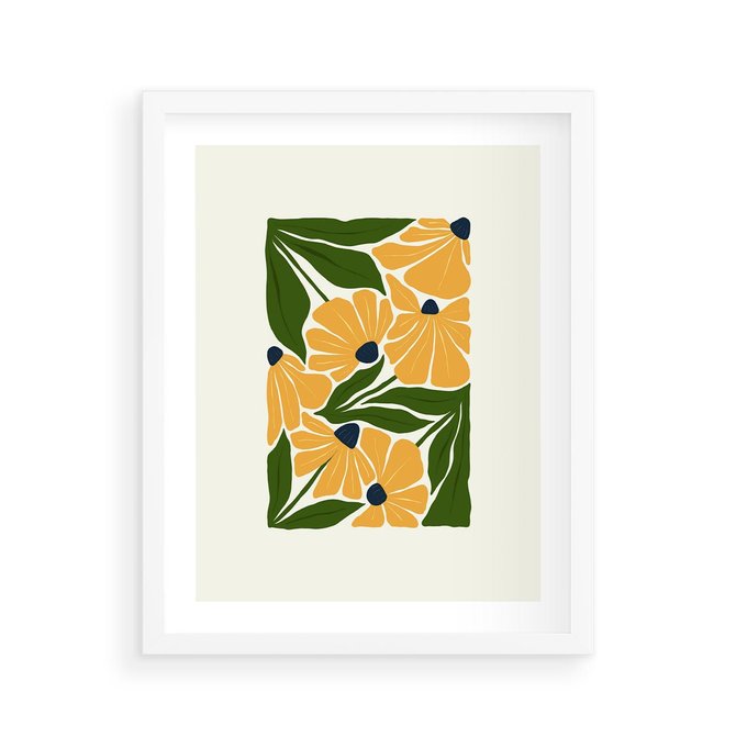 Plakat w ramie 40x50 - Abstrakcyjne Echa - kwiaty, rośliny - rama biała