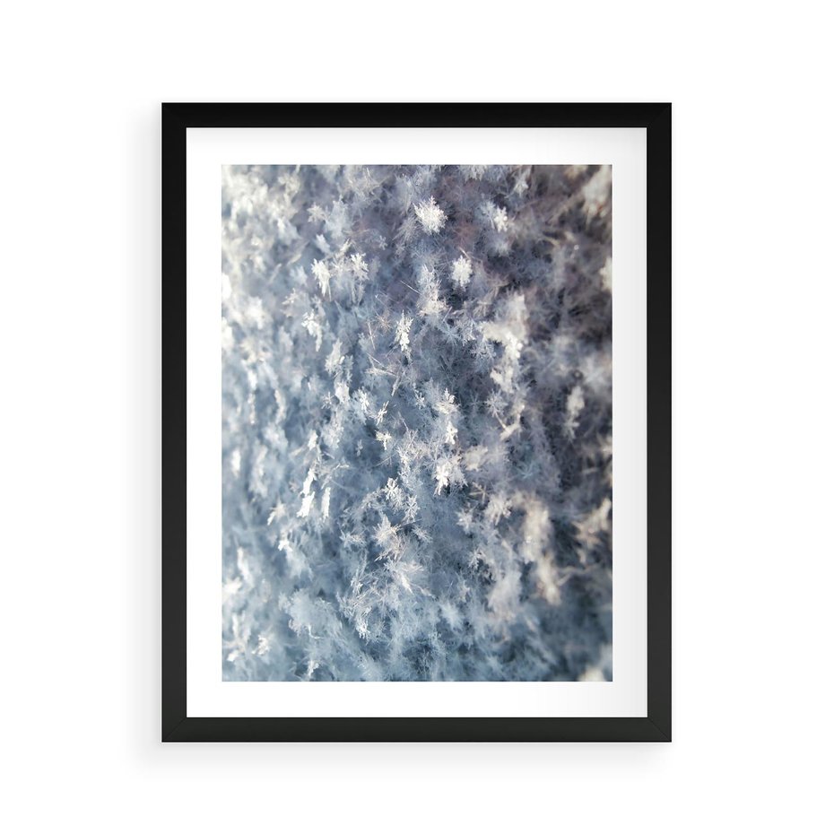 Plakat w ramie 40x50 - Magia Śnieżnych Kryształków - śnieg, szron - rama czarna
