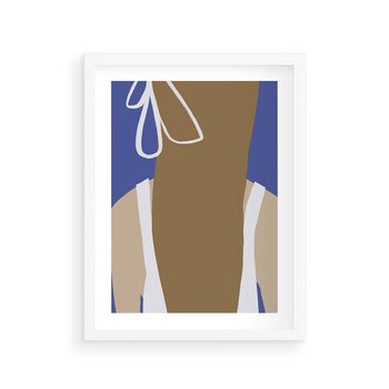 Plakat w ramie 30x40 - Kobieca Inspiracja - plakat retro, kobieta z kokardą - rama biała