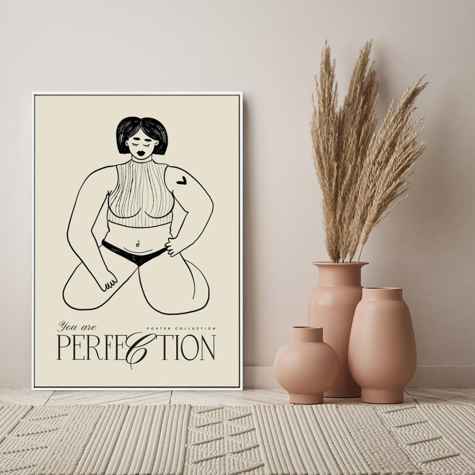 Obraz w ramie 80x120 - Refleksje Przejmujących Myśli - rysunek, plakat - rama biała