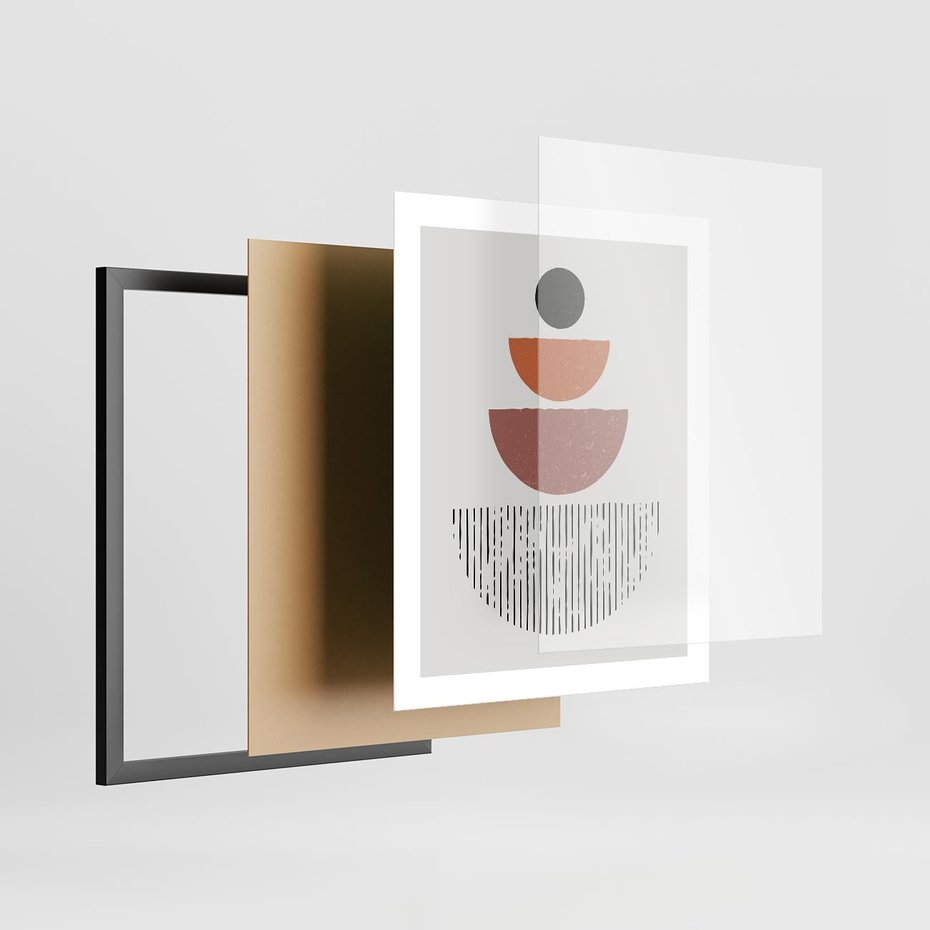 Plakat w ramie 40x50 - Półkola i Boho Akcent - geometria, półkola - rama czarna