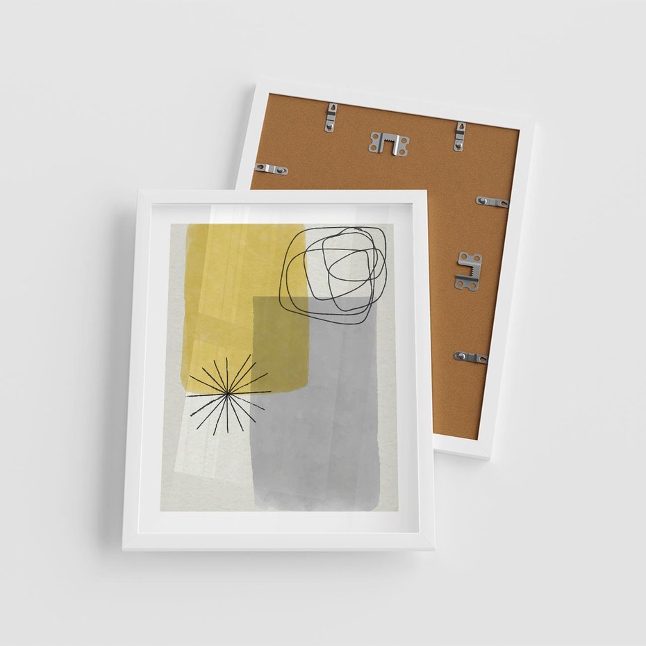 Plakat w ramie 40x50 - Rozbijające Granice Akwarel - abstrakcja, akwarelowe plamy - rama biała