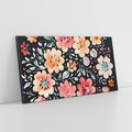 Obraz na płótnie 140x70 - Labirynty melancholii - akwarelowe, pastelowe kwiaty na czarnym tle