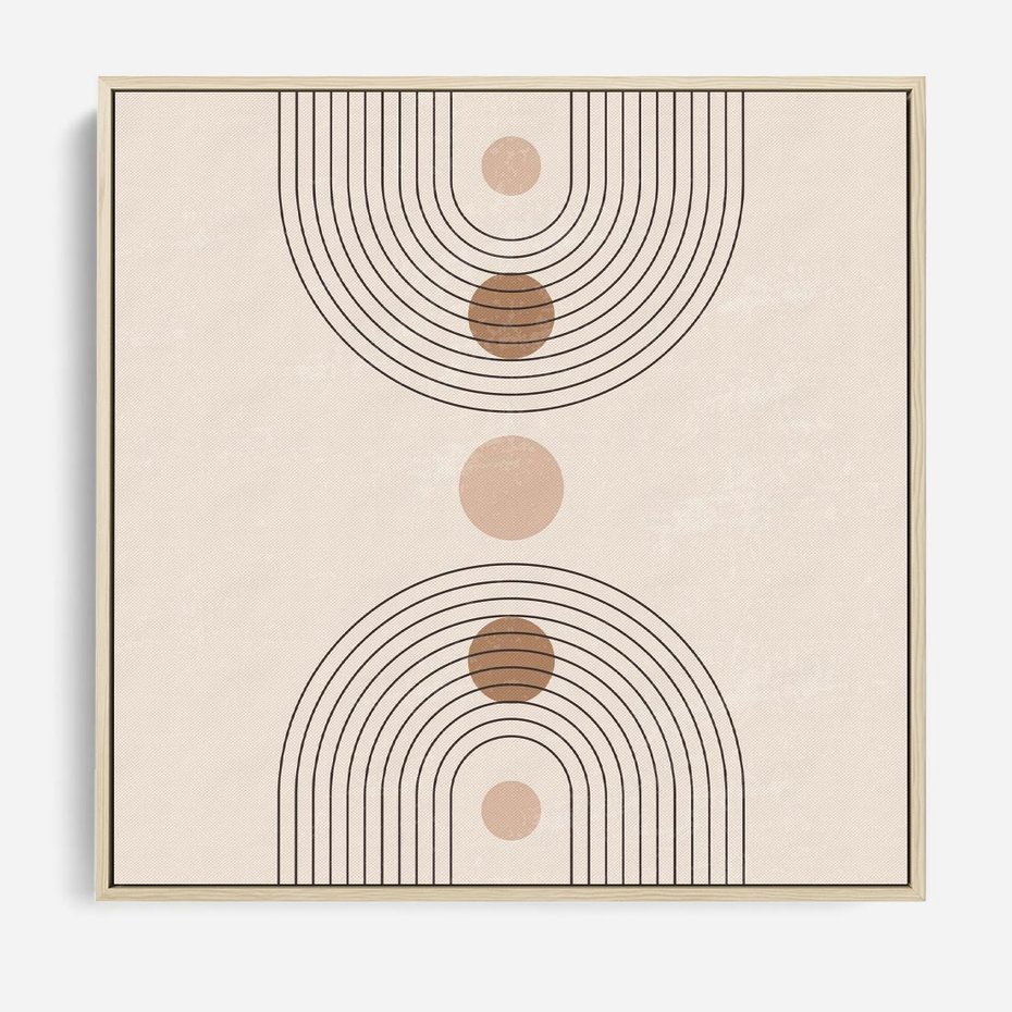 Obraz w ramie 80x80 - Zgeometryzowane Wizje - boho plakat, minimalizm - rama drewno