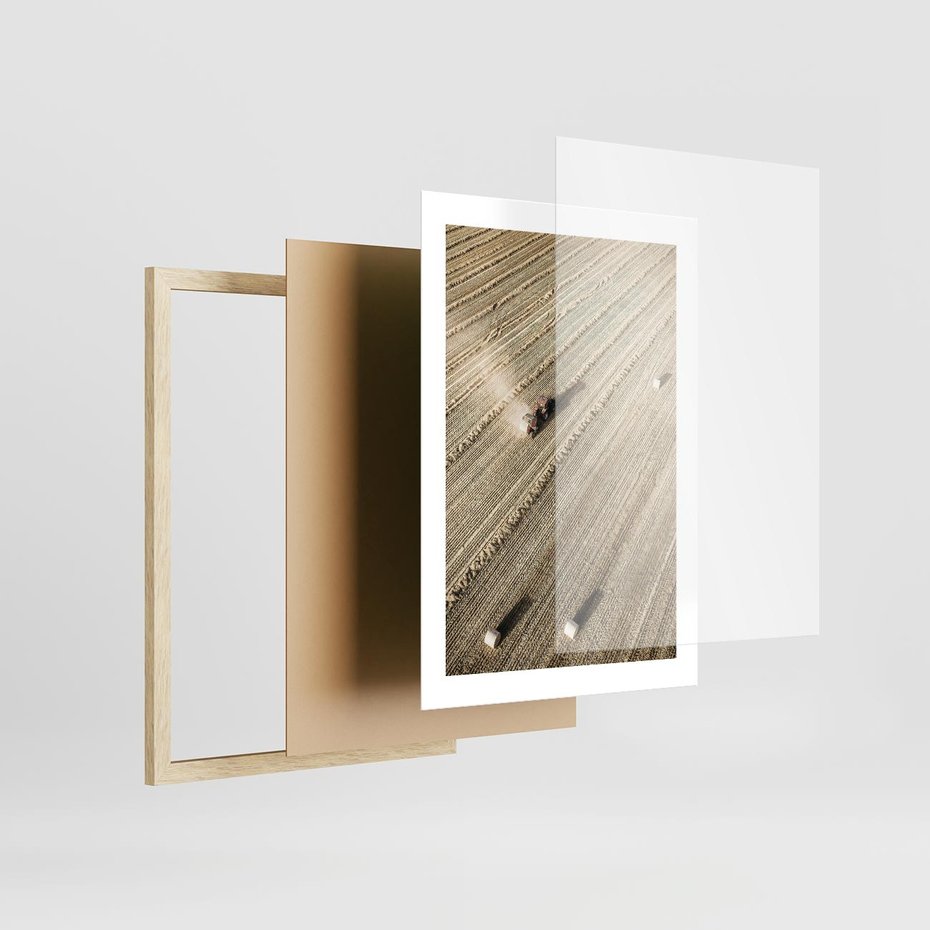 Plakat w ramie 30x40 - Rolnicza Praca - pole, traktor - rama drewno