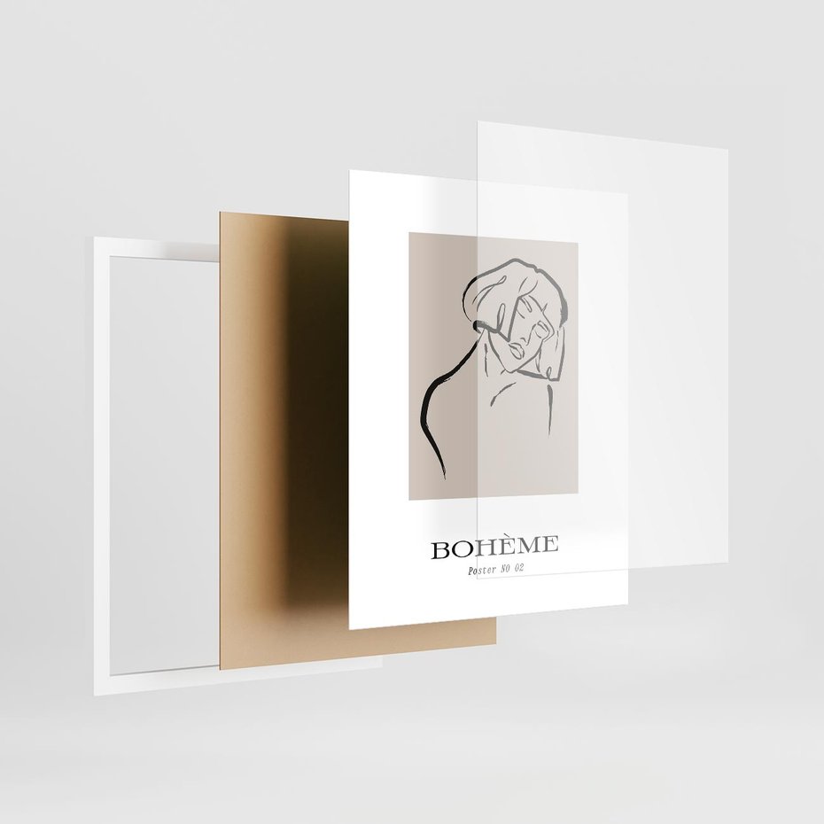 Plakat w ramie 40x50 - Echa Nieznanych Konturów - boho plakat, typografia - rama biała