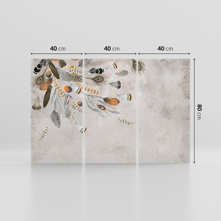 Obraz na płótnie 120x80 - Sploty losu na płótnie - kompozycja boho piór, indiańskie pióra