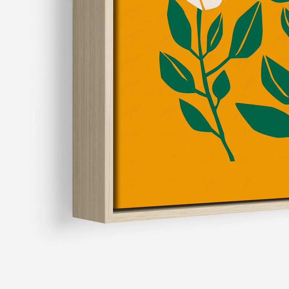 Obraz w ramie 50x50 - Kolorowe Impresje - abstrakcyjna kwiatowa kompozycja, żółte mocne tło - rama drewno